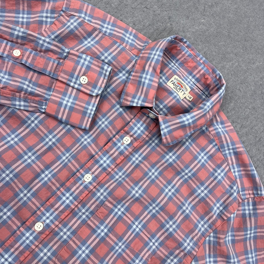 Faherty‎ Movement Shirt Men's Small Plaid Button Up Long Sleeve Stretch Flannel